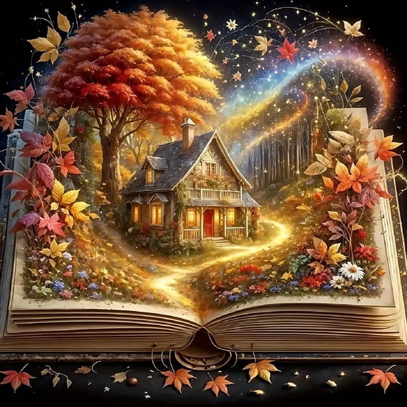 BYGFHLYW Diamond Painting Kits for Adults,Treehouse 5D Diamond Art Kits for Beginner, DIY Full Round Gem Art,Home Wall Decor 14x 14 in