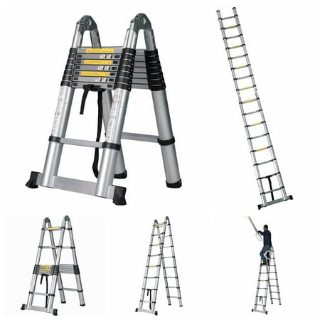 16.5' FT EN131 Folding Aluminum Multi Purpose Attic Telescoping Ladder