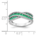 thumbnail image 2 of 14K White Gold Ring Band Gemstone Emerald Round Green Diamond, Size 8, 2 of 2