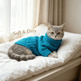 thumbnail image 7 of Winter Warm Knitted Pet Sweater Classic Turtleneck Cable Knit Pullover Clothes Cold Weather Apparel for Small Dogs Cats Chihuahua Yorkie Dachshund(Blue‑M), 7 of 7