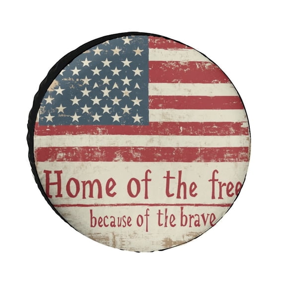 Spare Tire Cover Home of Free Because of The Brave Weatherproof Wheel Protectors America Flag Stars Tire Cover for Camper Trailer Truck SUV Universal 12inch