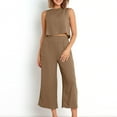thumbnail image 6 of 2 Piece Travel Outfits for Women Summer Two Piece Sets for Women Clothing Set Female Round Neck Sleeveless Tops Pants Sets Casual Pant Style S_134 Women's Tracksuits Brown 4XL, 6 of 8