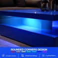 thumbnail image 2 of ARICOEASY Modern LED Coffee Table, 2 Tiers Rectangle Center Table, Blue, 2 of 7