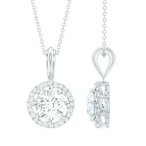Rosec Jewels Certified Lab Grown Diamond Pendant Necklace - EF-VS Quality - Round Necklace with Chain - Ready to Gift, 14K White Gold