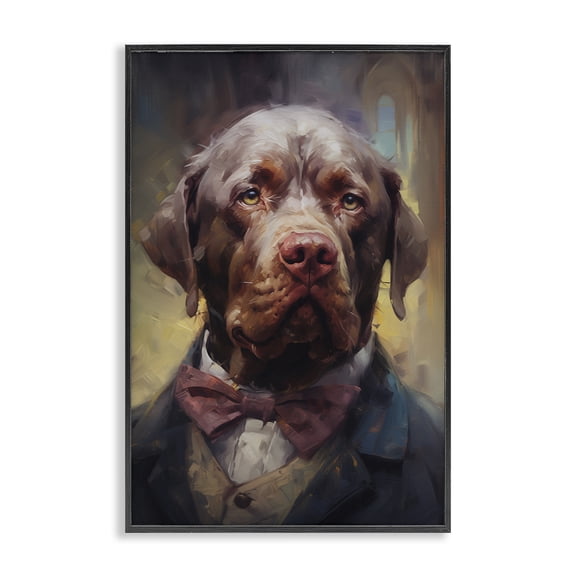 Stupell Industries Dog in Timeless Suit Fashion Animals Painting Black Framed Art Print Wall Art, 12 x 18