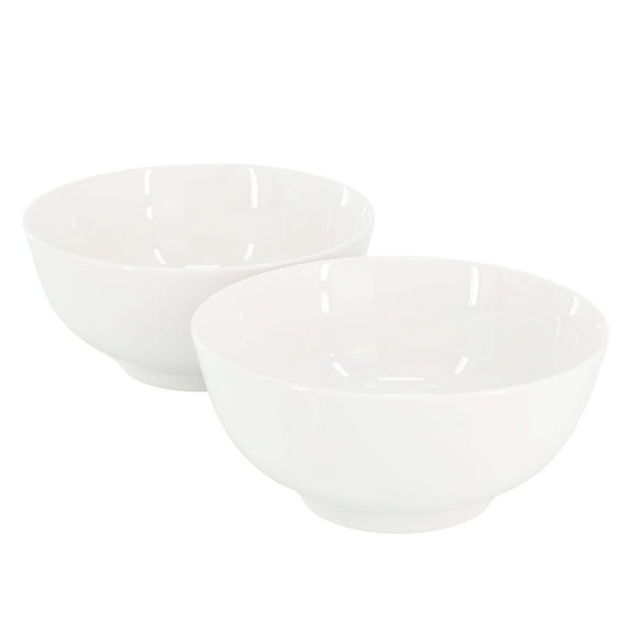 Gibson Home Great Essentials 2 Piece 6.9" Fine Ceramic Noodle Bowl Set in White