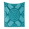 thumbnail image 1 of Teal Soft Flannel Fleece Throw Blanket, Abstract Aboriginal Dot Painting Native Prehistoric Cultural Art in Australia, Cozy Plush for Indoor and Outdoor Use, 60" x 80", Teal, by Ambesonne, 1 of 5