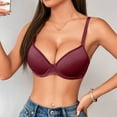 thumbnail image 4 of GEWSEY Womens Unlined Underwire Bras Sheer Mesh Plunge Bralette Push Up Balconette Bra Triangle Minimizer Seamless Tshirt Bras (Wine, 85B), 4 of 6