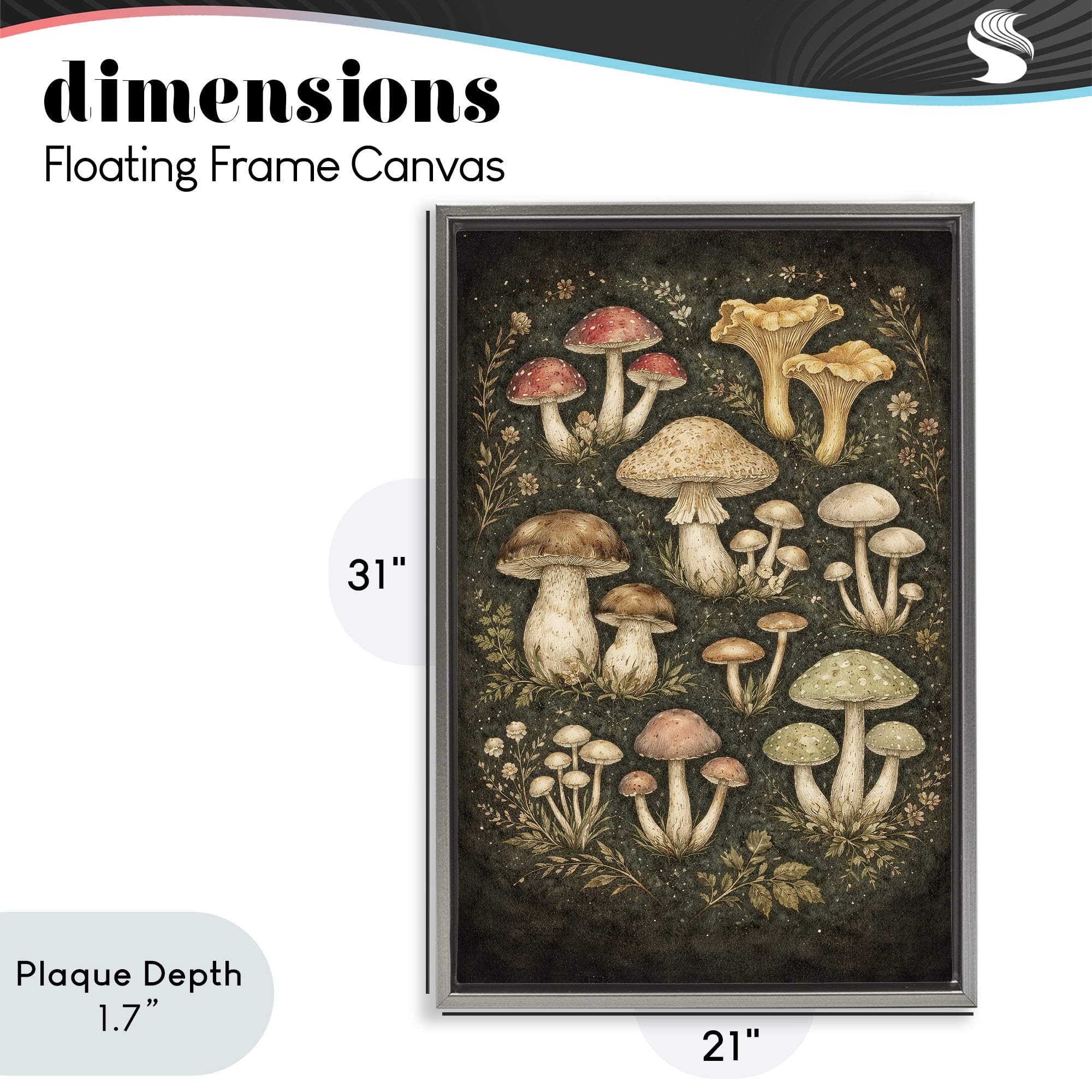 Stupell Industries Organic Sprouting Mushrooms Gray Framed Floater Canvas Wall Art, design by Tom Crehan