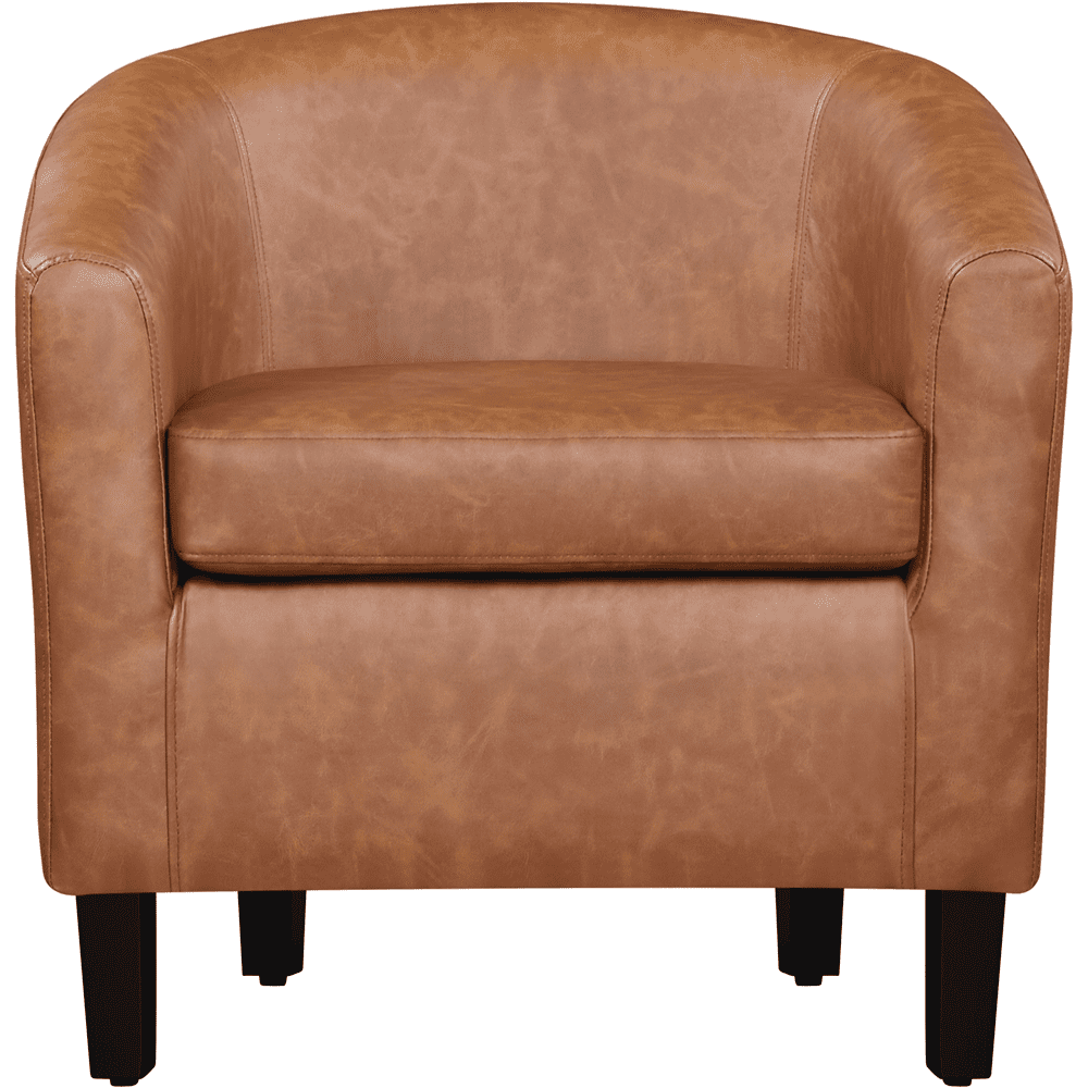 Renwick Faux Leather Barrel Accent Chair for Living Room, Set of 2, Brown  (图4)