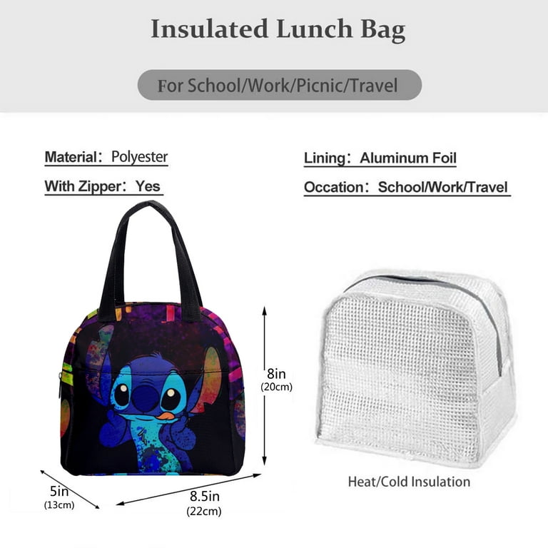 Women Kids Stitch Lunch Bag Reusable Girls Lunchbag Office Work School  Picnic Portable