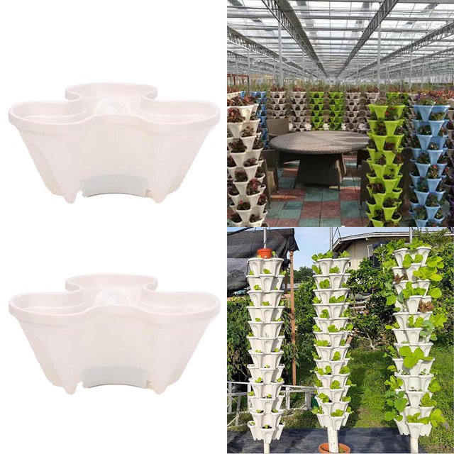 2 Piezas De Jardinería Libre Jardinera Interior Apilable Flor De Fresa Flor - Durable Y De Cola Macetero para macetas