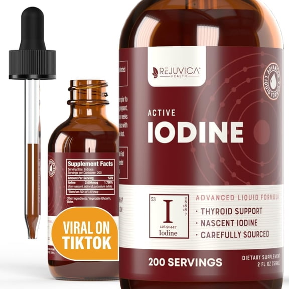 Rejuvica Health Active Iodine-Nascent Iodine Drops-Supports Energy, Vitality, & Iodine Level 2 fl oz