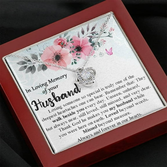 Loss of Husband Gift - Sympathy Jewelry for Loss of Husband, Memorial Necklace with Meaningful Message Card Inside