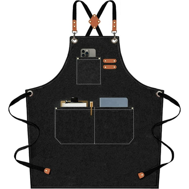 Delantal de lona Apron AFUN Chef para hombre y mujer, color negro