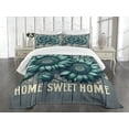 thumbnail image 4 of Ambesonne Teal Quilted Bedspread Set 3 Pcs, Aquamarine Tone Sunflowers, Queen Size, Seafoam Dark Sea Green, 4 of 4