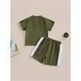 thumbnail image 4 of Faithtur Ensemble Estival 2 Pcs pour Tout-Petits Garçons, T-shirt à Manches Courtes Col Rond + Shorts à Couleurs Contrastées, 4 of 9