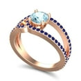 thumbnail image 2 of 2.50 Ct Round Cut Aquamarine & Blue Sapphire Gemstone Elegant Bridal Ring for Ladies Solid 14K Rose Gold Size 10 by Diamond-Capitals, 2 of 8
