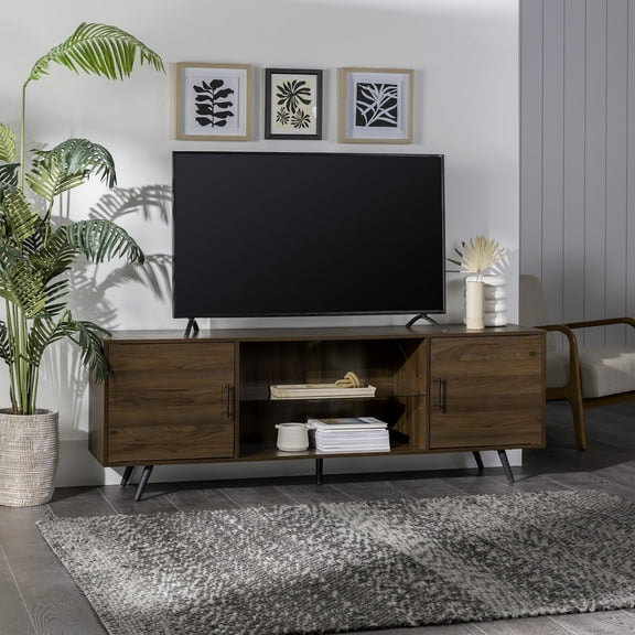 Desert Fields Thea Mid-Century Two-Door TV Stand for TVs up to 80", Birch