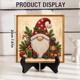 thumbnail image 3 of Festive Beaded Christmas Gnome Tabletop Decor, Embellished Pearl Art with Red Hat & White Beard, Golden Framed Holiday Ornament for Mantel Shelf Display, 3 of 10