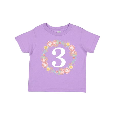 

Inktastic 3rd Birthday Rose Wreath Girls Gift Toddler Toddler Girl T-Shirt