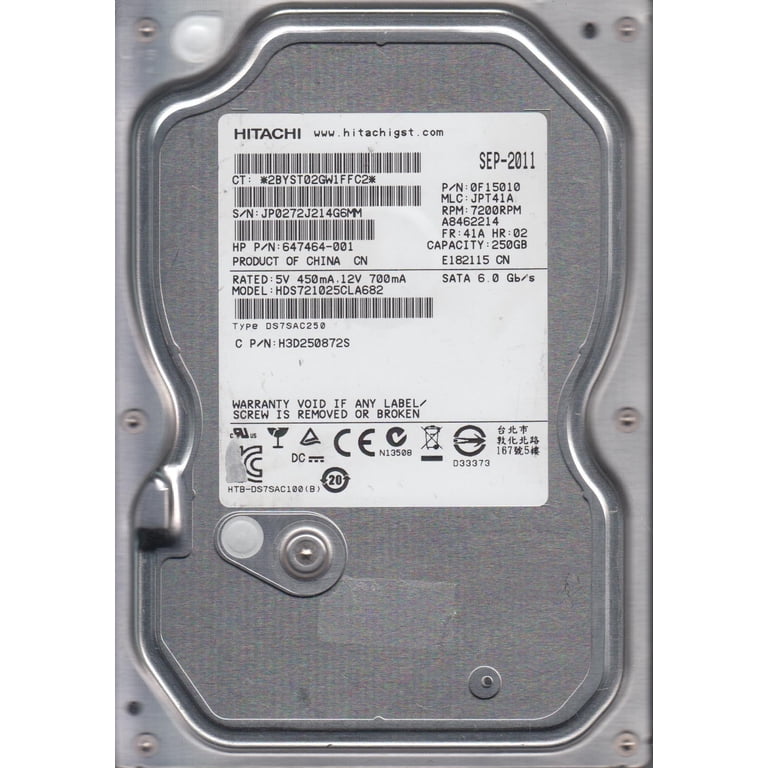 HDS721025CLA682, PN 0F15010, MLC JPT41A, Hitachi 250GB SATA 3.5