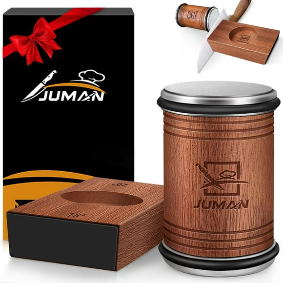 juman Rolling Knife Sharpener Tool, Knife Sharpeners for Straight Edge with 15 & 20 Degree Angles, Rolling Knife Sharpening with Diamonds Discs for Kitchen Knives