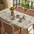 thumbnail image 3 of Green Spring Floral Table Cloths for 6 Foot Rectangle Tables, Colorful Summer Flowers Vintage Botanical Patio Waterproof Elastic Fitted Tablecloths, Washable Rectangular Table Cover for Camping, 3 of 8