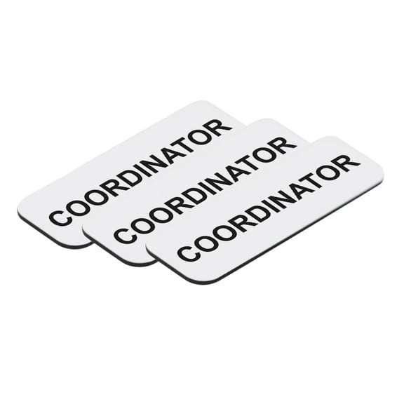 Coordinator 1 x 3" Name Tag/Badge, White, (3 Pack)