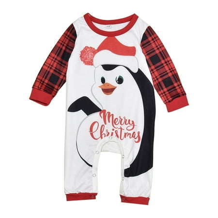 

Family Matching Outfits Christmas Cute Penguin Print Four Person Autumn And Winter Long Sleeved Cotton Pajamas (Baby) Matching Outfits Set