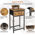 thumbnail image 4 of Nightstands Set of 2 with Charging Station, Night Stand End Table with USB Ports & Outlets, Bedside Table with Fabric Drawer for Bedroom, Rustic Brown, 4 of 14