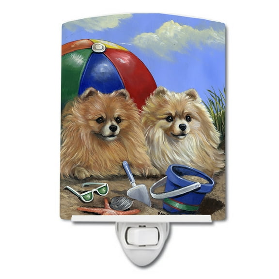 Caroline's Treasures PPP3145CNL Pomeranian Beach Ceramic Night Light, 6x4x3", multicolor