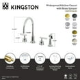 thumbnail image 4 of Kingston Brass KS8726CMLBS Manhattan Double-Handle 4-Hole Widespread Kitchen Faucet with Brass Sprayer in Polished Nickel, 4 of 5