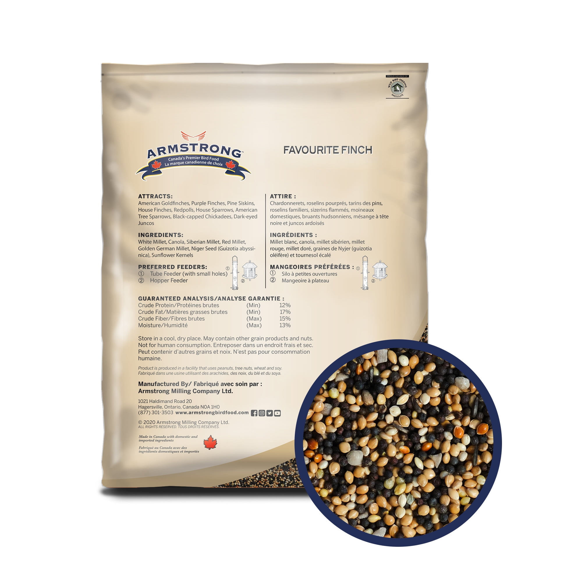 Armstrong Wild Bird Food Favourite Finch Bird Seed Blend, 15.4 Pounds - with White Millet, Canola, Nyjer and Sunflower Kernel Chips for Finches & Songbirds