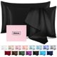 thumbnail image 1 of Fundas de Almohada de Seda Casbrove Mulberry Paquete de 2 King Size Negro, 1 of 6