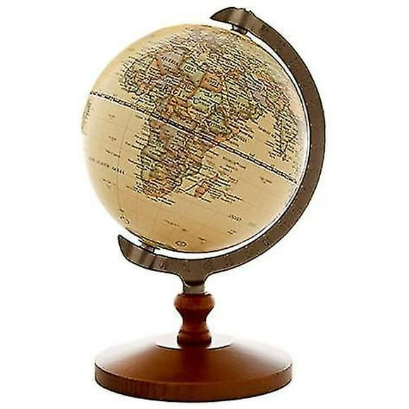 Diameter Tiny Brown World Globe Decorative Desktop Globe Rotating Earth Geography Globe Wooden Base Educational Side Table Globe Kids Gift