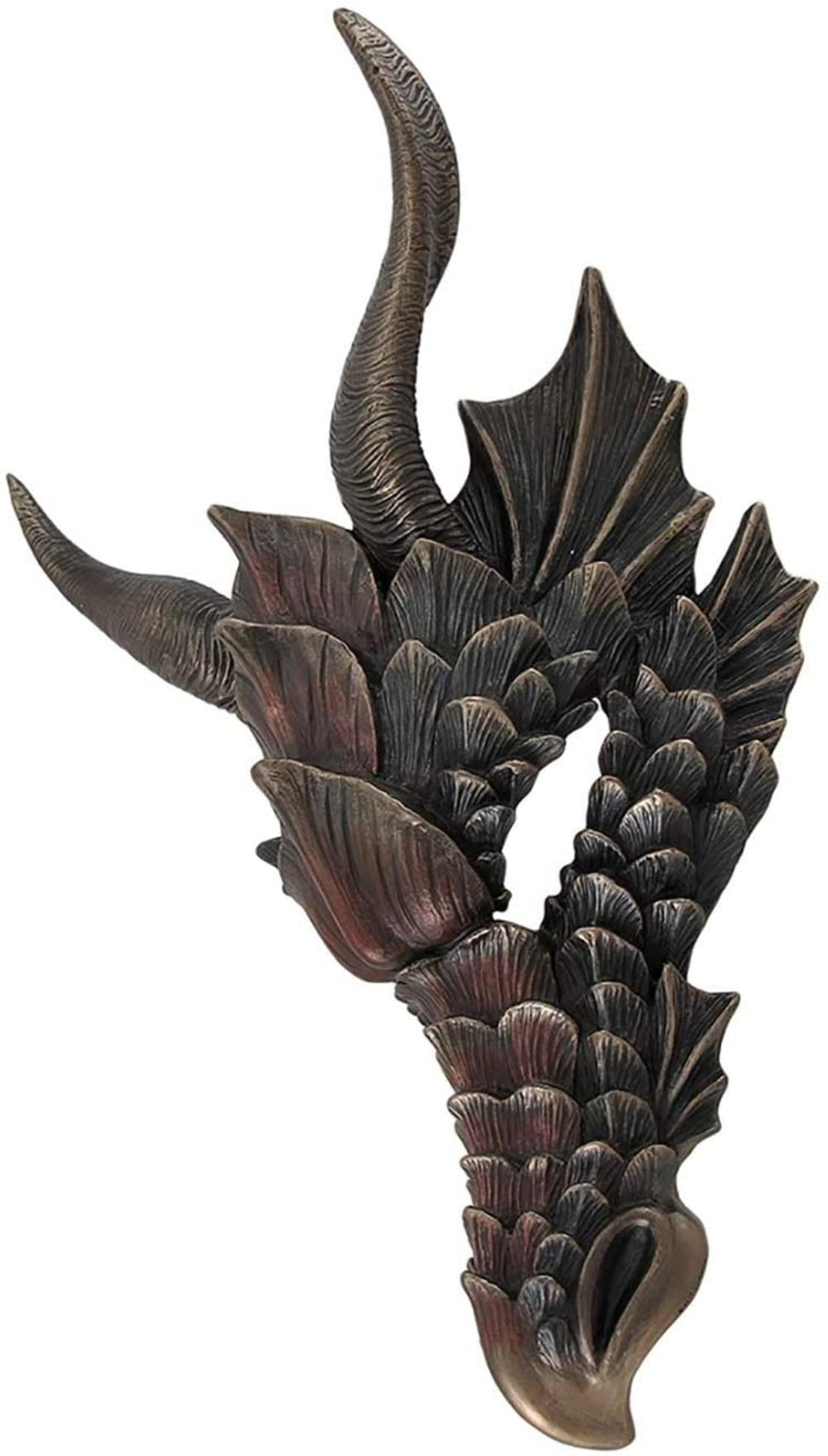 Veronese Design Metallic Bronze Finish Dragon Head Wall Mask 