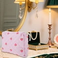 thumbnail image 6 of Unique Bargains 1 Pc Strawberry Makeup Bag Pink [Quilted Stripe Strawberry Square Medium], 6 of 6