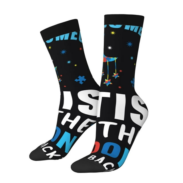 Lukts I Love With Autism To The Moon And Back Pattern Womens Crew Soft Moisture-wicking Socks,Moisture Control Crew Socks,Mid Calf Socks