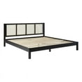 thumbnail image 1 of Walker Edison Solid Wood Rattan Headboard King Bedframe - Black, 1 of 15