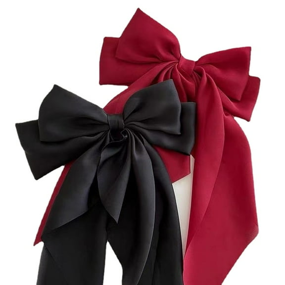 Bow Hair Clips 2PCS Silky Satin Hair Bows with Long Tail for Women/Girls Accessories