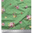 thumbnail image 1 of Soimoi Green polyester Crepe Fabric Leaves,Small Circle & Floral Fabric Prints by Yard 42 Inch Wide, 1 of 3