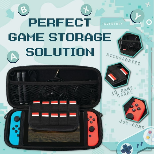 Insten Carrying Case For Switch and OLED Model with 10 Game Card Slots and Accessories Pocket, Protective EVA Hard Travel Pouch for Girls Boys, Gray/Green - Walmart.com