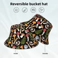 thumbnail image 2 of Yiaed Mushrooms Print Reflective Stripe Bucket Hat Unisex Funny Outdoor Fisherman Cap Beach Sun Hat, 2 of 5