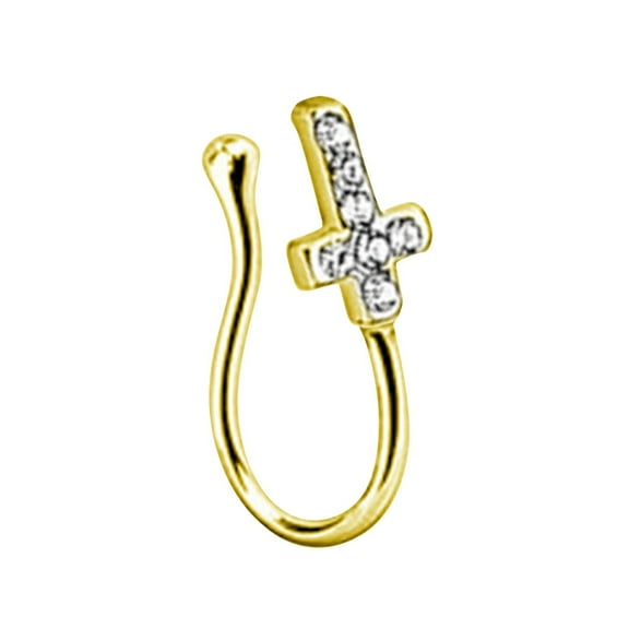 Nose Rings Fashion Cross Nose Rings Hoops Fake Nose Rings Clip on Circle Nose Fake Nose Piercings Fashion Nose Jewelry for Women