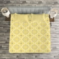 thumbnail image 3 of Ambesonne Quatrefoil Quilted Bedspread Set 3 Pcs, Pattern with Moroccan, King Size, Pale Yellow, 3 of 3
