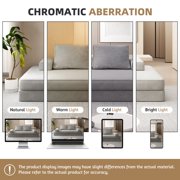 King Size Futon Sofa Bed, Boneless Foldable Couch Bed, Fuffy Chenille Fabric Sofa, Chaise Lounge, Multi-Functional DIY Modern Upholstered Deep Seat Couch for Living Room & Office(Light Grey)