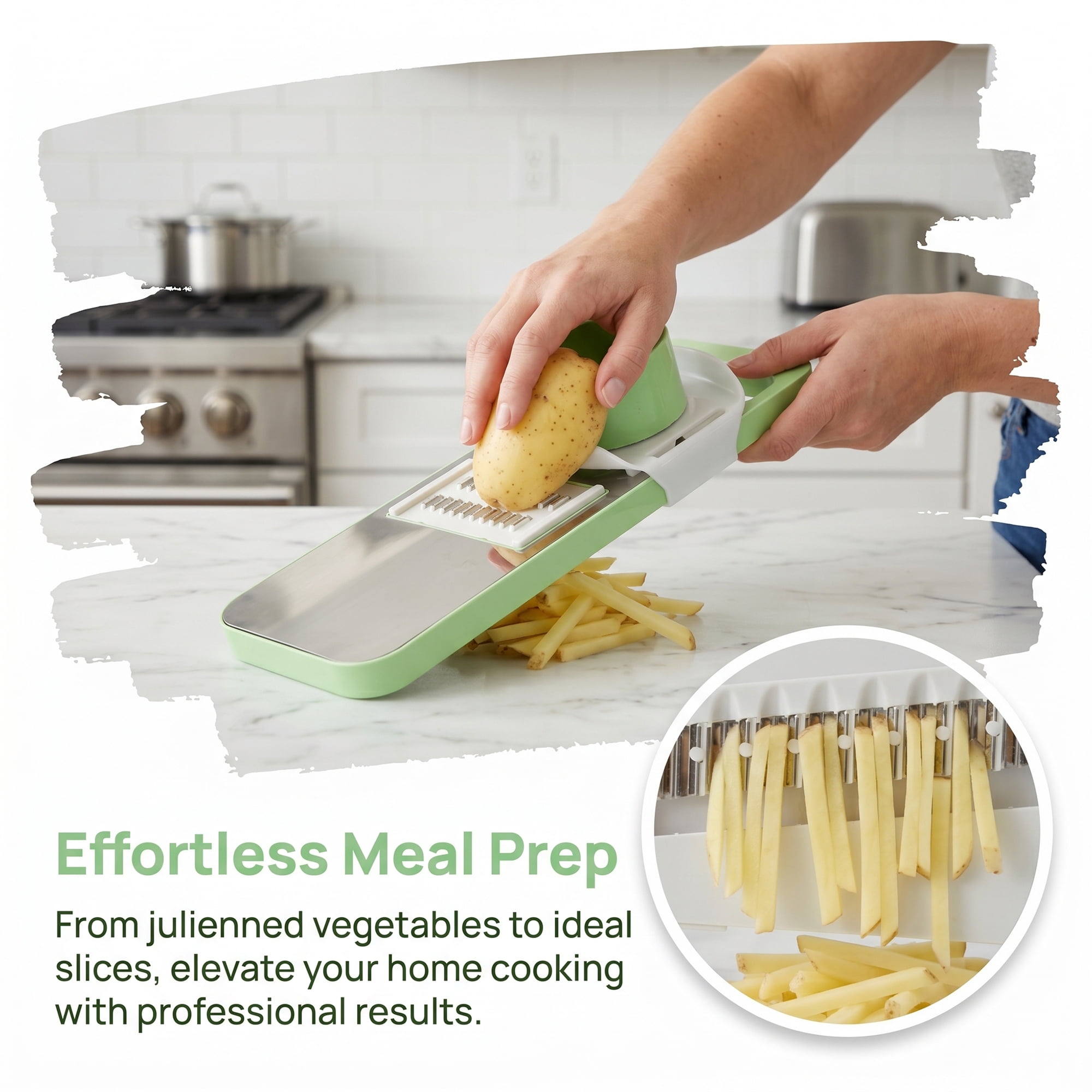 Unique Bargains Mandoline Slicer Vegetable Chopper Cutter for Potato 5 in 1 11.2" x 4.1"