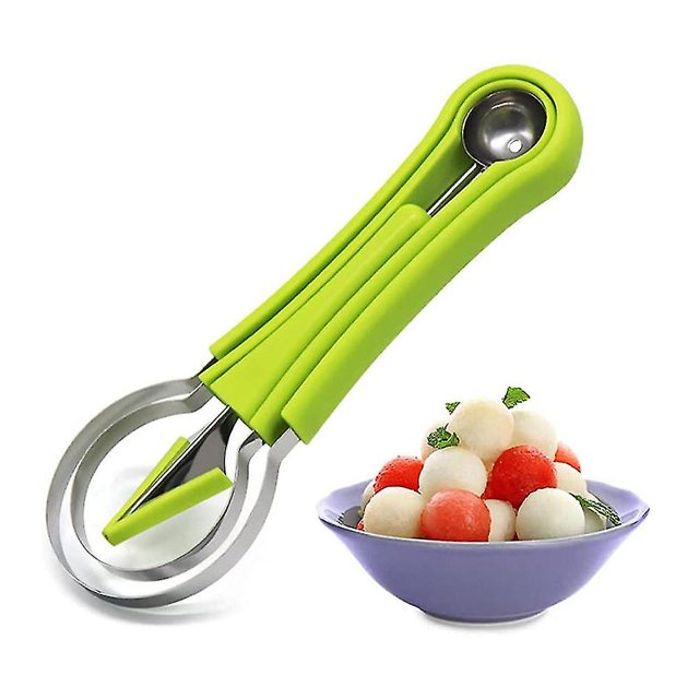 Juego De Cucharas,Juego De Herramientas Para Tallar Frutas Cortador De Sandía De Acero Inoxidable Profesional 4 En 1,cuchillo De Sandía Removedor De Semillas De Cuchara De Frutas Para Separ De Pu