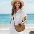thumbnail image 3 of JASGOOD Women Straw Crossbody Bags Casual Vacation Summer Woven Bag with Inner Pocket Khaki, 3 of 9